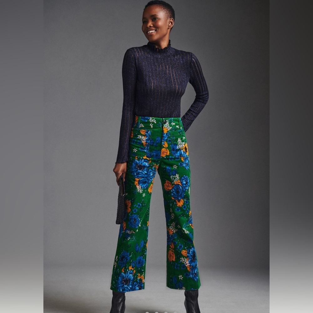 ANTHROPOLOGIE COLETTE WIDE-LEG VELVET PANTS 
27 *TALL*
